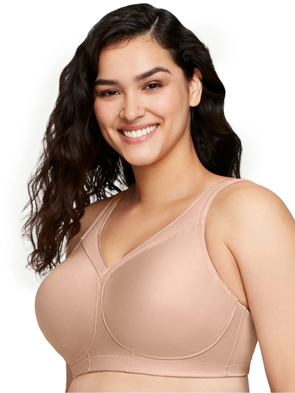 38C Glamorise White Full-Figure MagicLift‎ Seamless Wirefree Sports Bra 1006